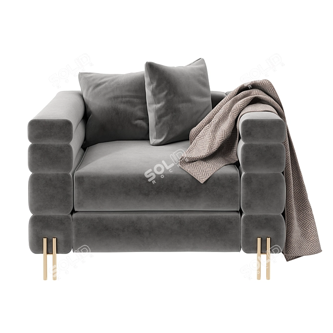 Elegant York Chair: Brass Leg Luxury 3D model image 1