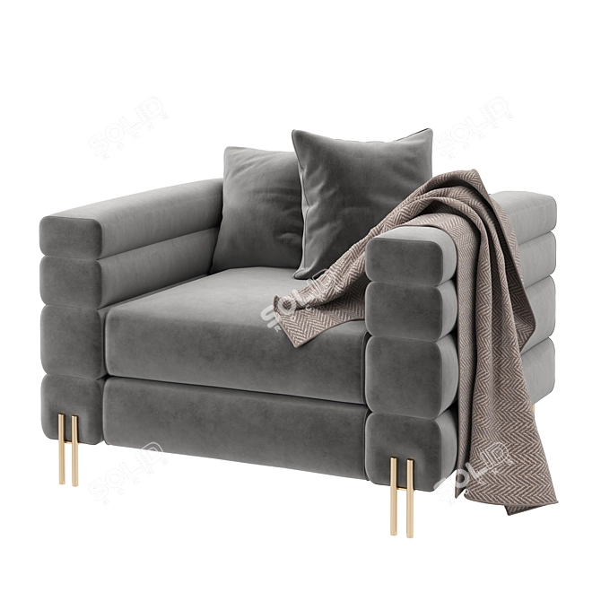 Elegant York Chair: Brass Leg Luxury 3D model image 2