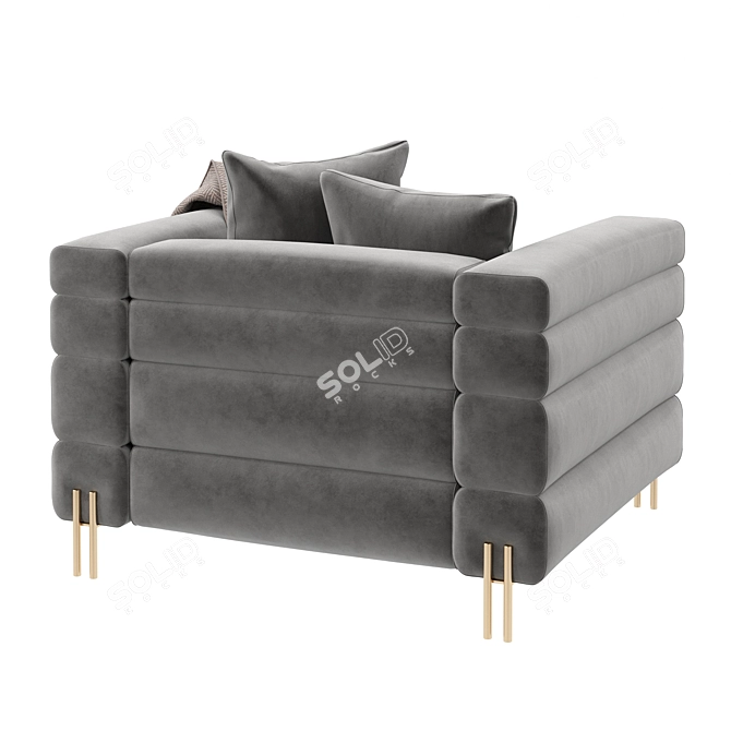 Elegant York Chair: Brass Leg Luxury 3D model image 3