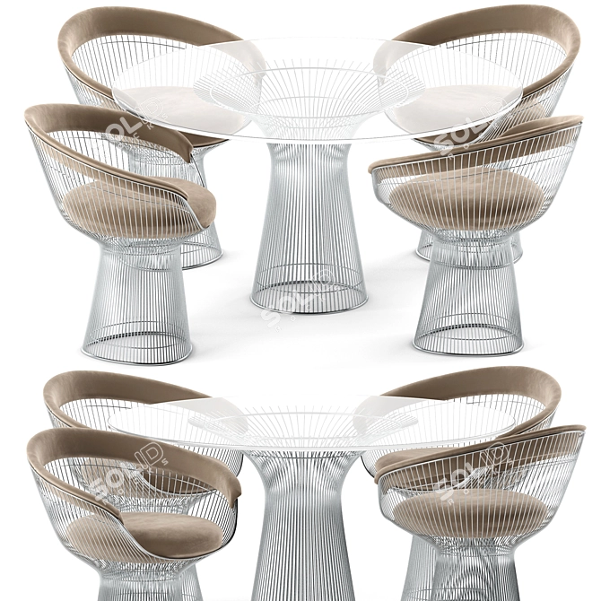 Modern Elegance: Platner Dining Set 3D model image 1