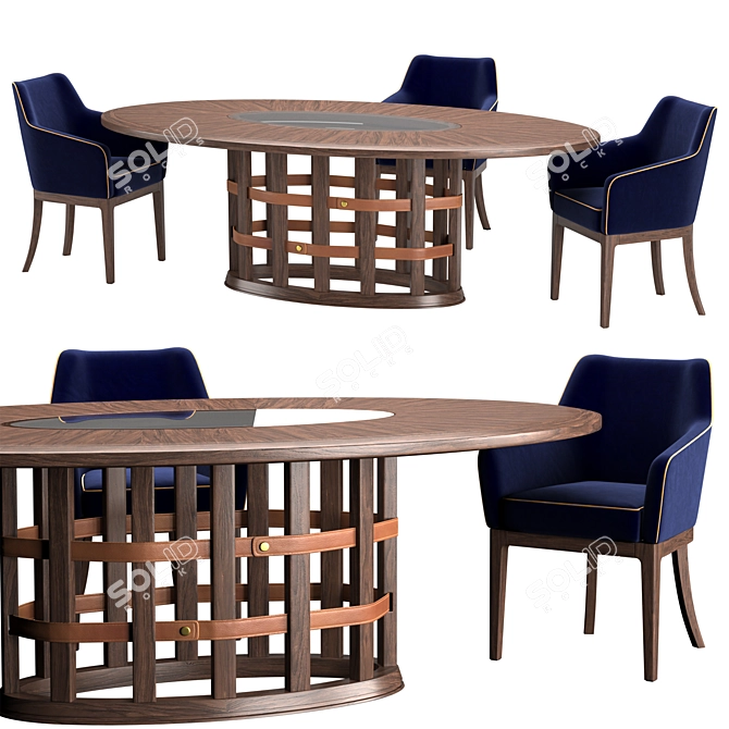 Grilli Harris Oval Dining Set 3D model image 1