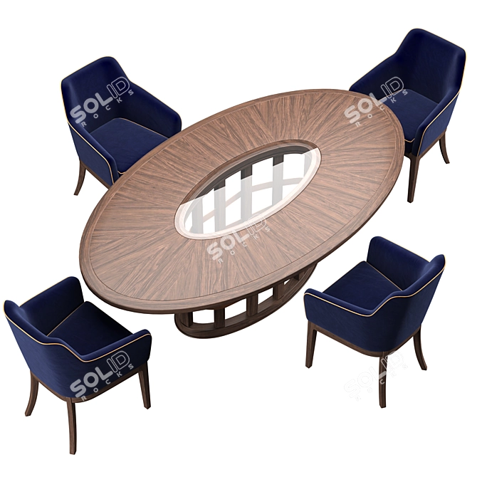 Grilli Harris Oval Dining Set 3D model image 2