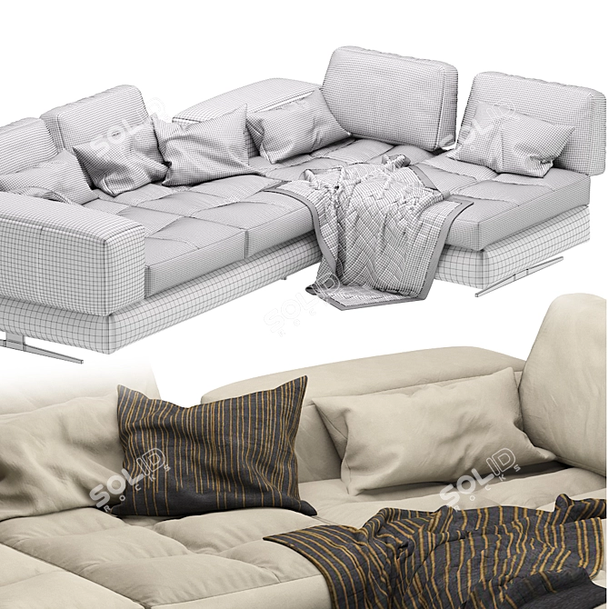 Modular Sofa Blues MaxDivani - Stylish and Versatile 3D model image 7