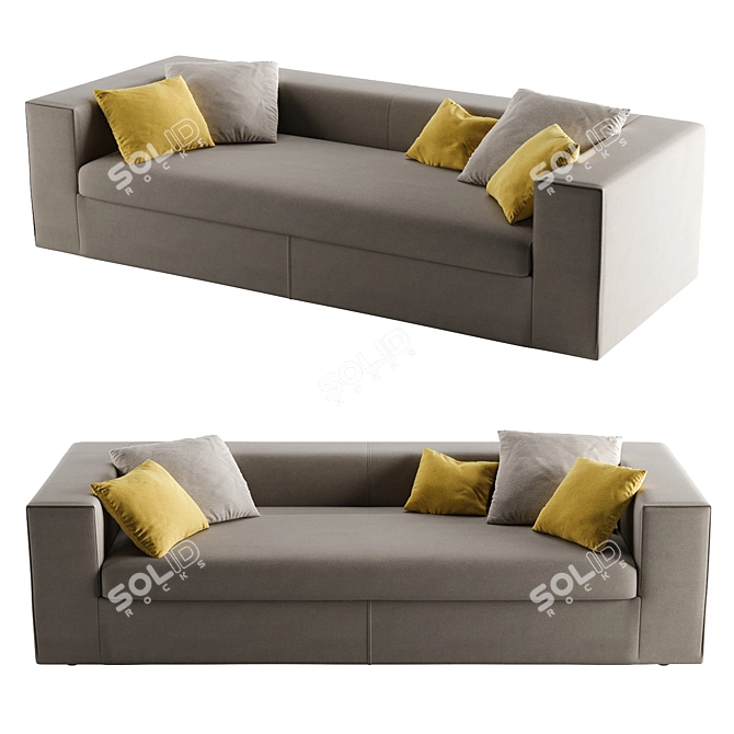 Grey Elegance: Cappellini Cuba Sofa 3D model image 1