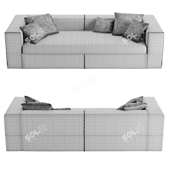 Grey Elegance: Cappellini Cuba Sofa 3D model image 4