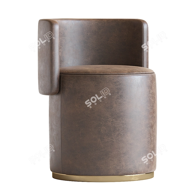 Luxury Leather Love Seat Pouf 3D model image 2