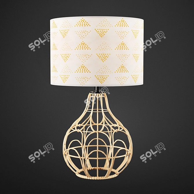 Pretty Pink Rattan Table Lamp 3D model image 1