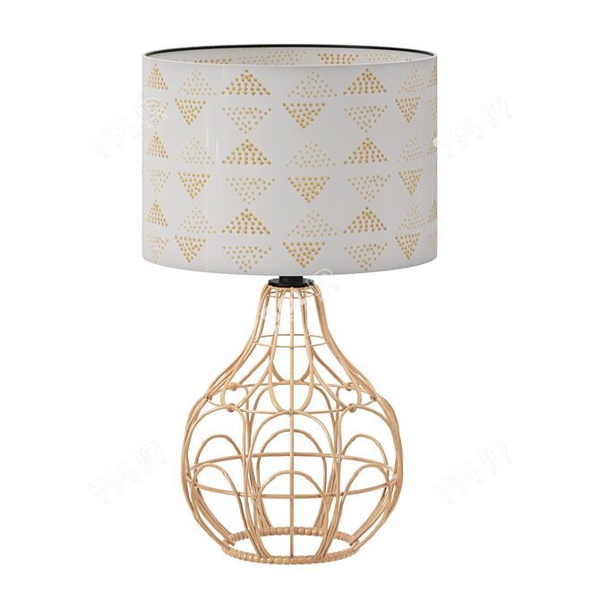 Pretty Pink Rattan Table Lamp 3D model image 4