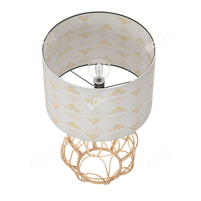 Pretty Pink Rattan Table Lamp 3D model image 5