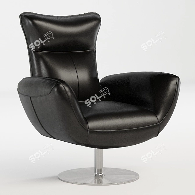 Contemporary Navy Leather Lounge Chair 3D model image 1