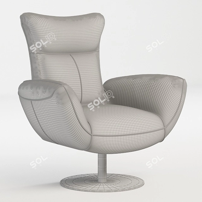 Contemporary Navy Leather Lounge Chair 3D model image 8