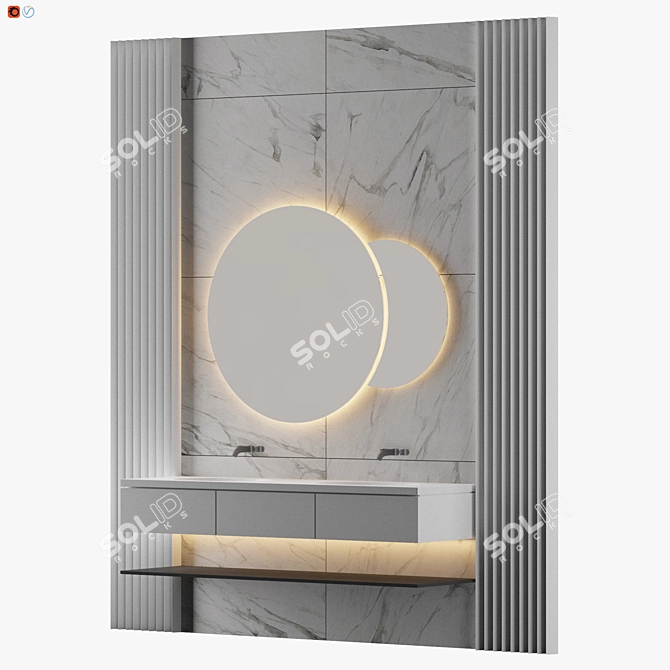 Modern White Bathroom Collection 3D model image 2