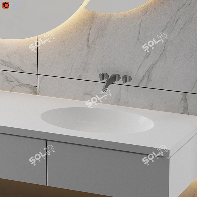 Modern White Bathroom Collection 3D model image 4