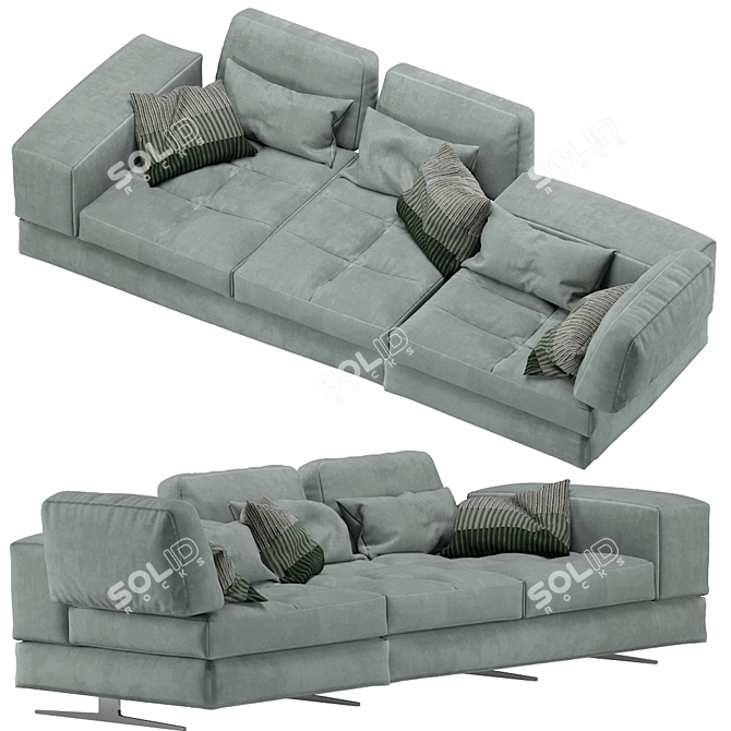 Blues Velvet Modular Sofa 3D model image 1