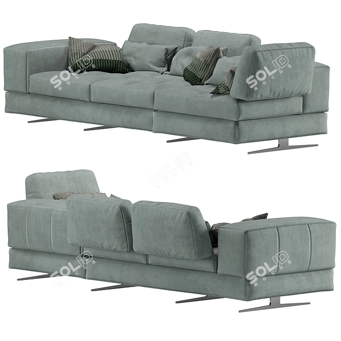 Blues Velvet Modular Sofa 3D model image 2