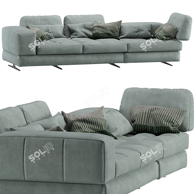Blues Velvet Modular Sofa 3D model image 3