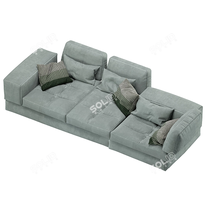 Blues Velvet Modular Sofa 3D model image 5