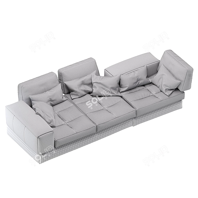 Blues Velvet Modular Sofa 3D model image 7