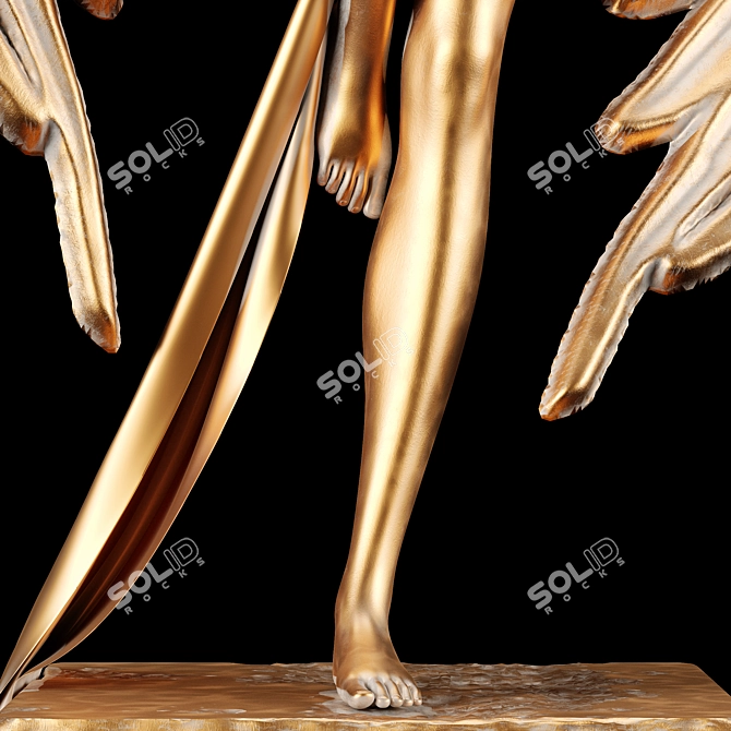 Ethereal Winged Sculpture 3D model image 5