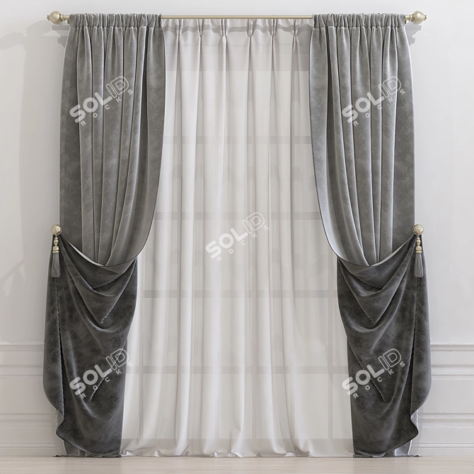 Stylish Drapery: Curtain 885 3D model image 1