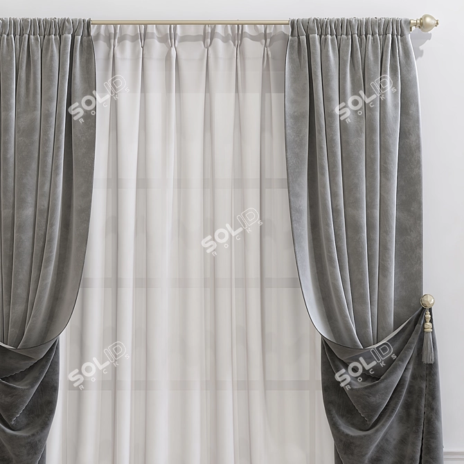 Stylish Drapery: Curtain 885 3D model image 2