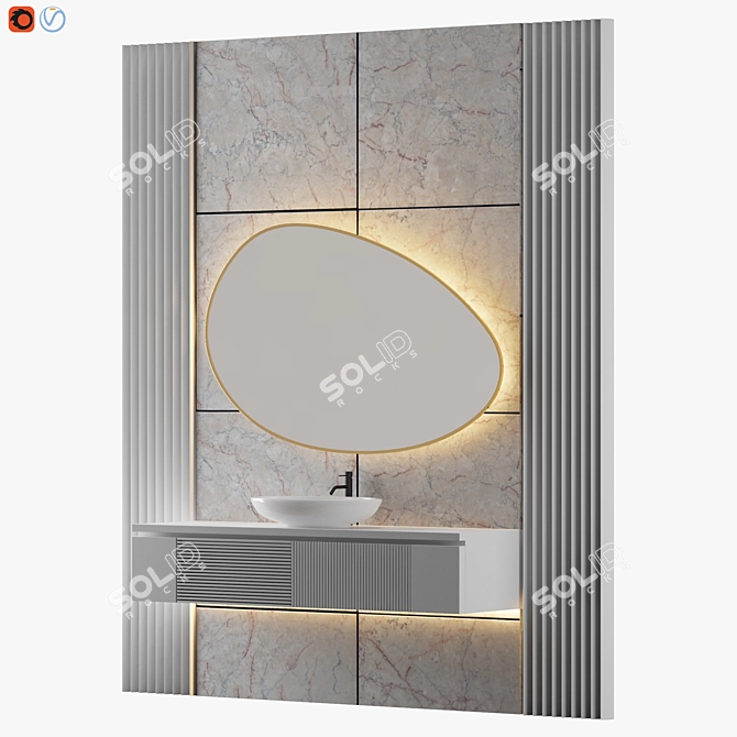 Modern White Bathroom Design 3D model image 2