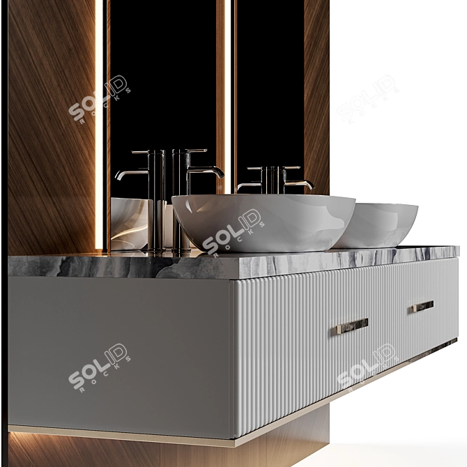 Modern Bathroom Furniture Set 3D model image 3