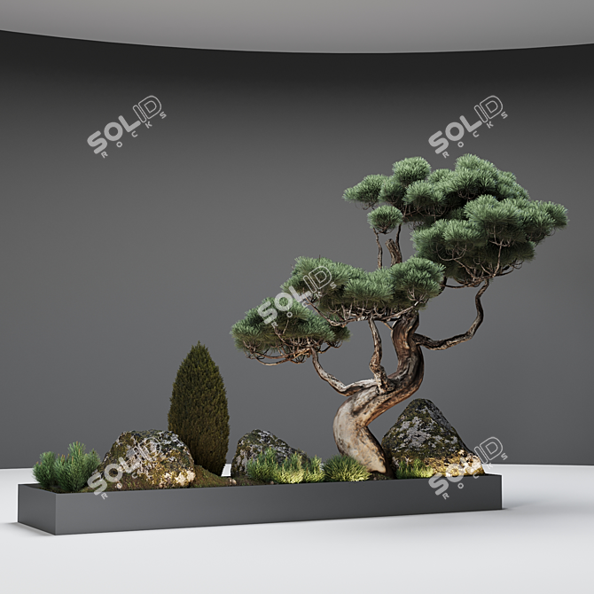 Japanese Pine Decor: 4000mm Length x 1000mm Width 3D model image 3