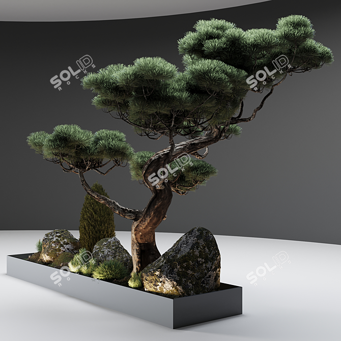 Japanese Pine Decor: 4000mm Length x 1000mm Width 3D model image 4