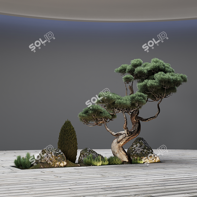 Japanese Pine Decor: 4000mm Length x 1000mm Width 3D model image 6