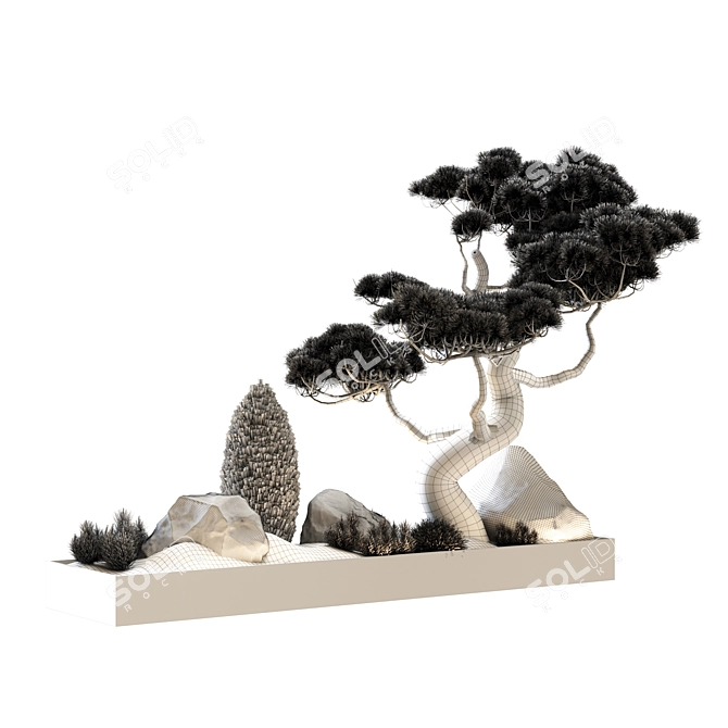 Japanese Pine Decor: 4000mm Length x 1000mm Width 3D model image 7