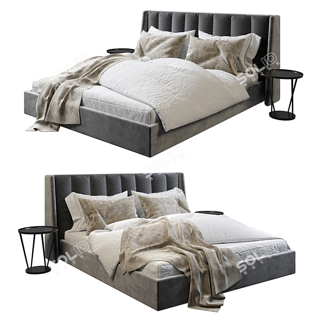 Title: Luxurious Velvet Bed 3D model image 1