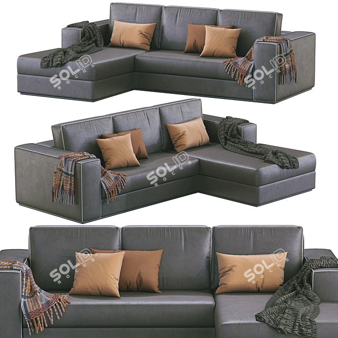 Luxury Alhambra Leather Sofa 3D model image 1