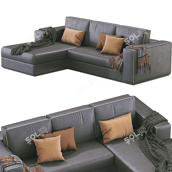 Luxury Alhambra Leather Sofa 3D model image 3