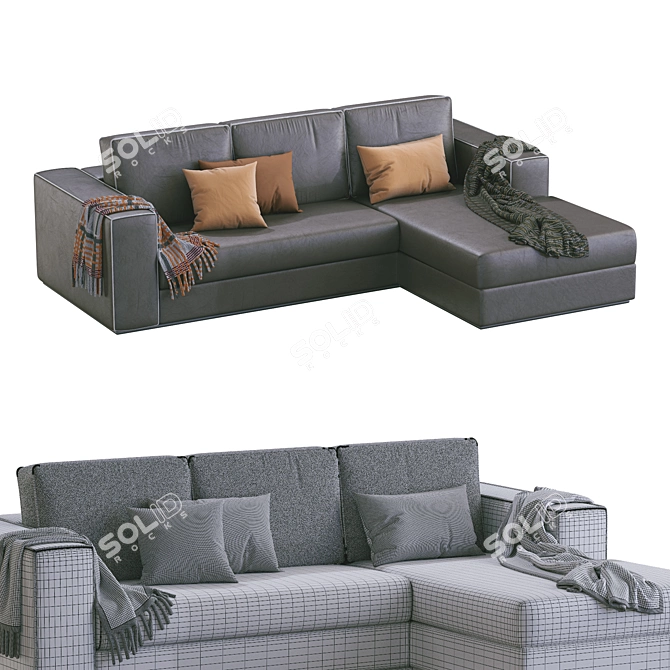 Luxury Alhambra Leather Sofa 3D model image 4