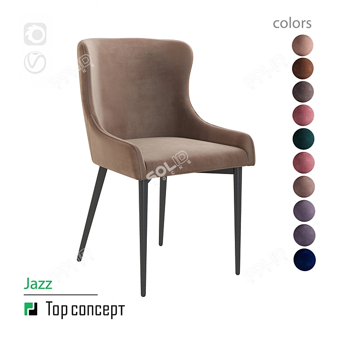 Elegant Velvet Jazz Chair 3D model image 1