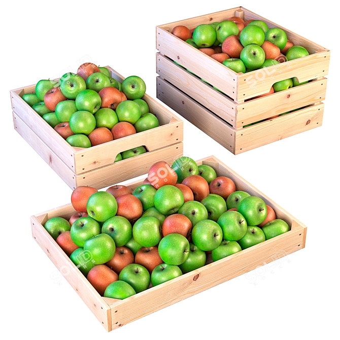 Rustic Apple Crate Gift 3D model image 1
