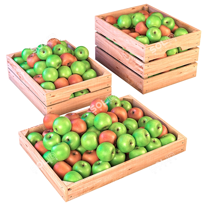  Rustic Apple Crate Gift 3D model image 3