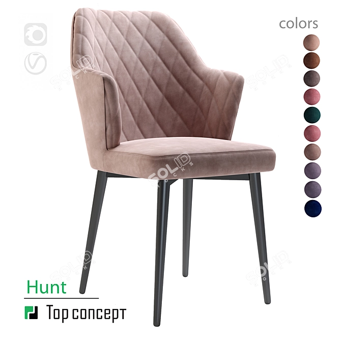 Velvet Armchair Hunt in Ash Beige 3D model image 3