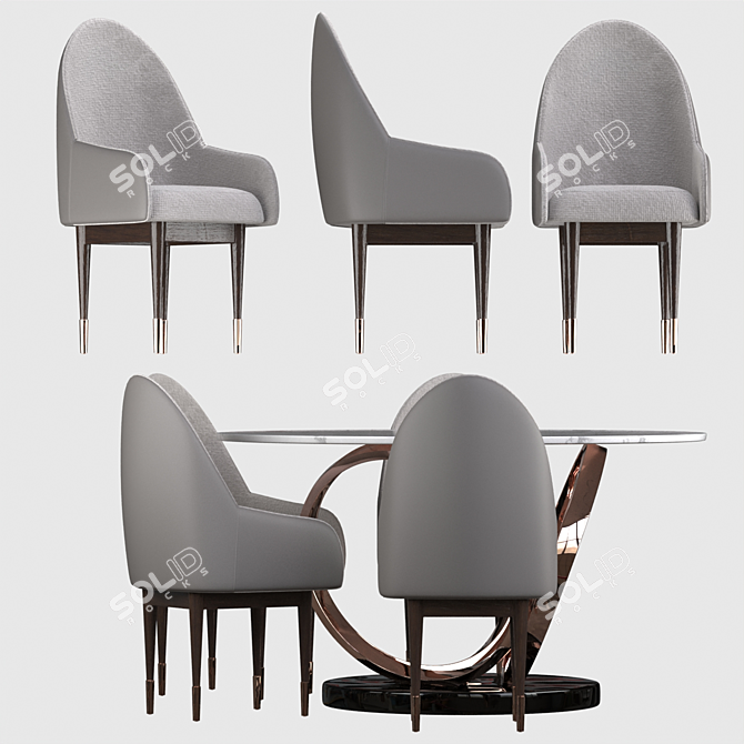 Elegant Cassie Marble Dining Table 3D model image 2