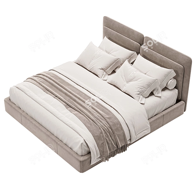 Modern White Bed for Perfect Bedroom 3D model image 2