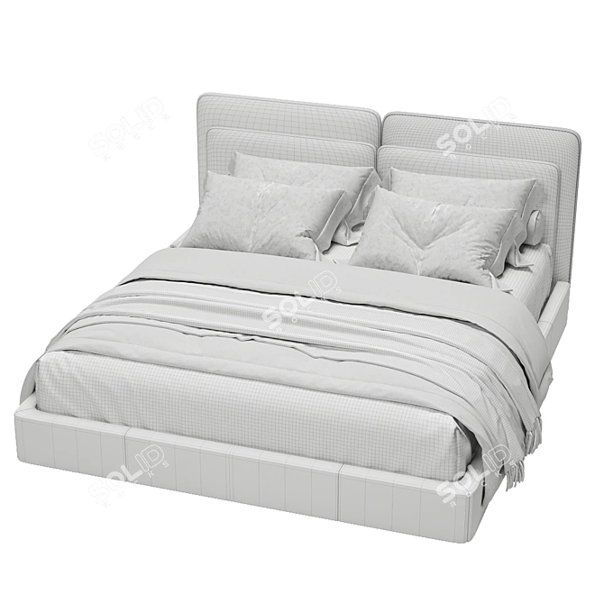 Modern White Bed for Perfect Bedroom 3D model image 4