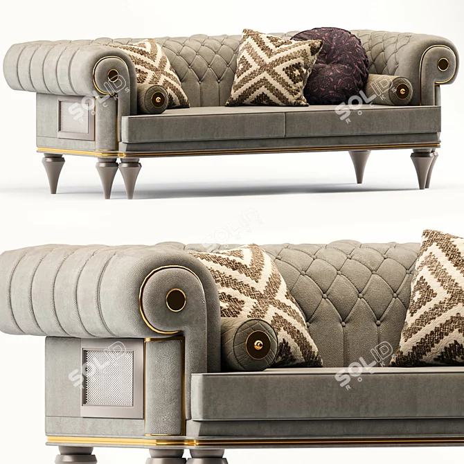 Elegant Armani Chesterfield Sofa 3D model image 1
