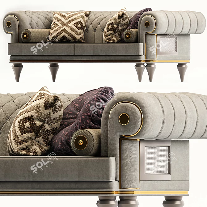 Elegant Armani Chesterfield Sofa 3D model image 2