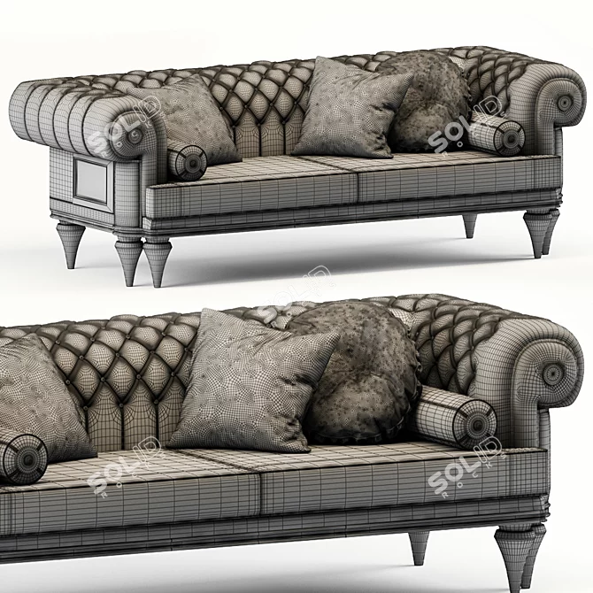 Elegant Armani Chesterfield Sofa 3D model image 4