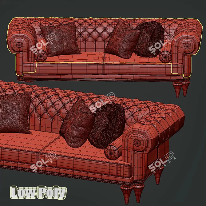 Elegant Armani Chesterfield Sofa 3D model image 5