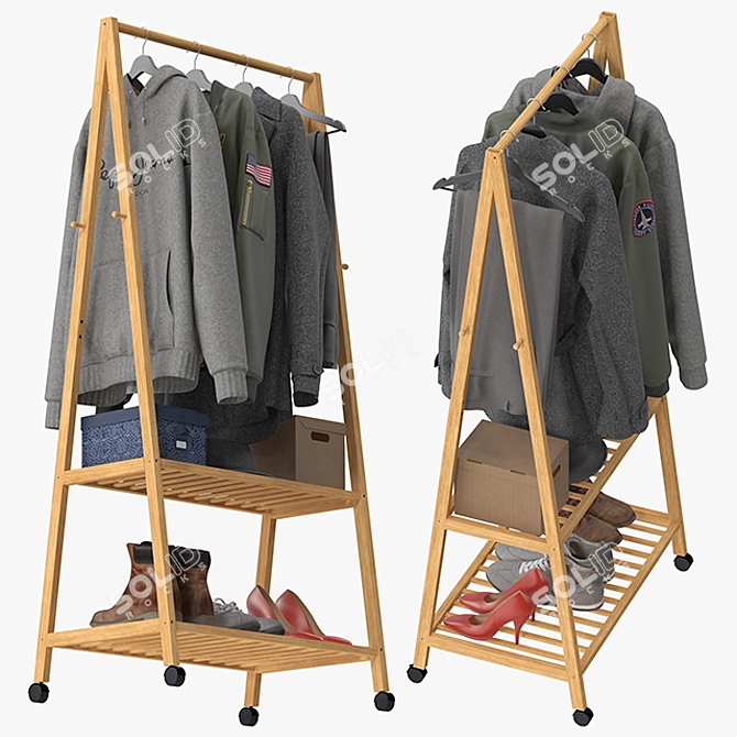 Versatile Rolling Coat Stand 3D model image 3