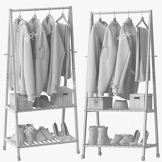 Versatile Rolling Coat Stand 3D model image 5