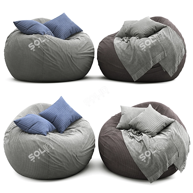 Cozy Jumbo Cord Beanbag 3D model image 1