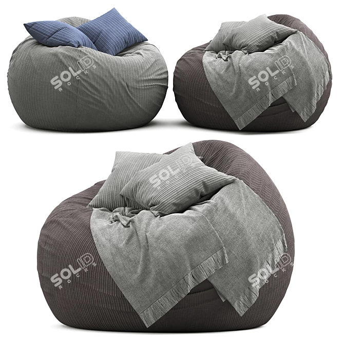 Cozy Jumbo Cord Beanbag 3D model image 2